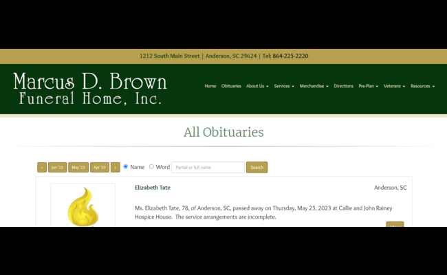 Marcus Brown Funeral Home Anderson, SC 2023 Best Info